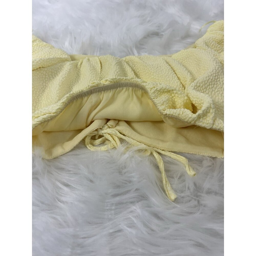 Vici Womens Butter Yellow Cut Out Tie Back Bubble Crop Top Bohemian NWOT Large - Picture 11 of 12
